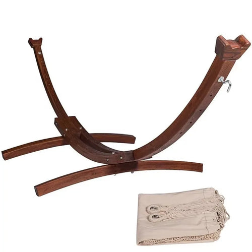 2026 Double Cotton Hammock With Solid Pine Arc Stand Wooden Stand With Hammock For Outdoor Indoor Patio Garden Yard