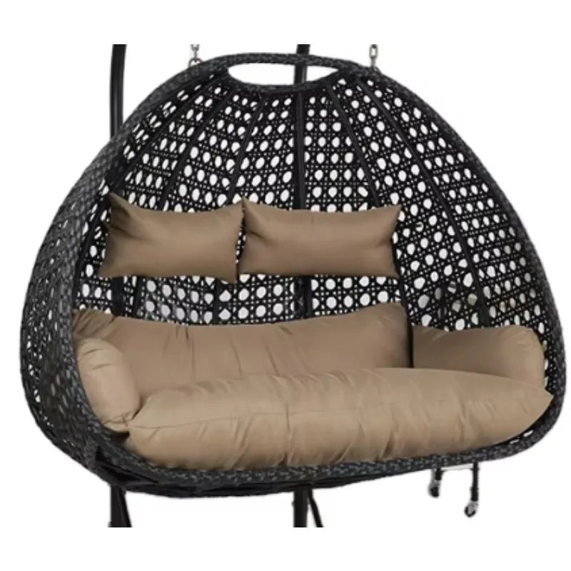2026 Double Hammock Swing Chair With Stand - Outdoor Hanging Rattan  Chair, Garden Leisure Seat