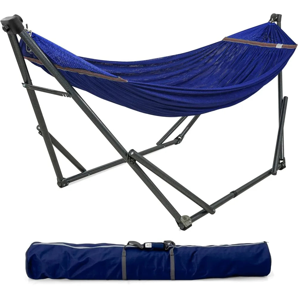 Camping Hammock and Stand, Collapsible Camping Hammock and Stand, 600 lbs Capacity Foldable Hammock for 2 Persons,